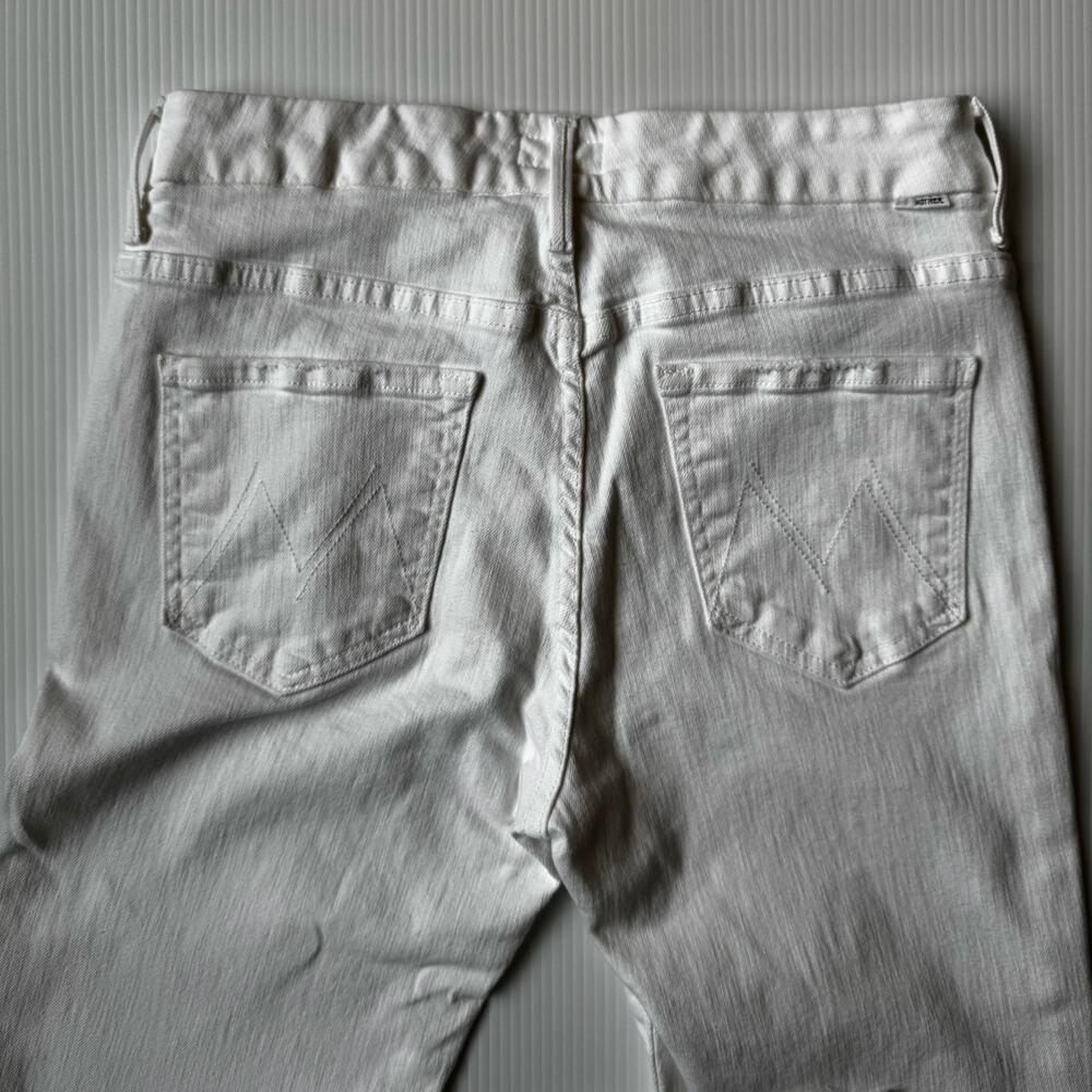 MOTHER Pixie Ankle Fray Skinny Jeans 28 White Button Fly Frayed Hem Clean Girl - Picture 16 of 16